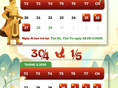 THÔNG BÁO LỊCH NGHỈ LỄ GIỖ TỔ HÙNG VƯƠNG VÀ 30/4-1/5